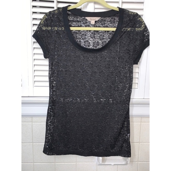 Decree Tops - Decree Soft Black Lace Tee / bathing suit cover up